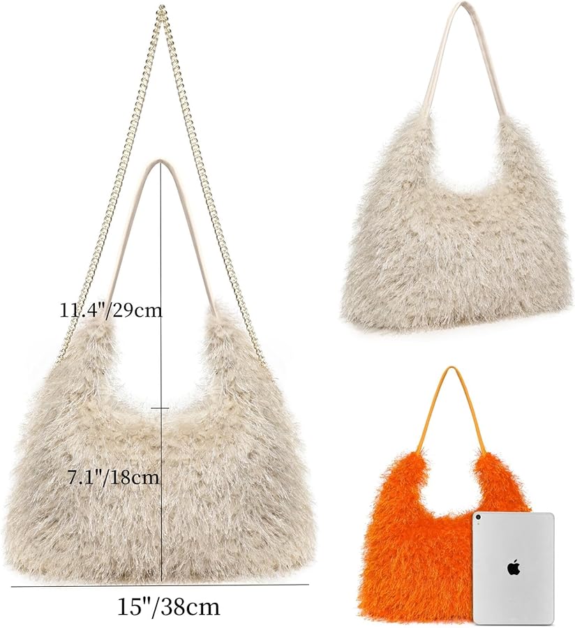 Amazon.com: Large Furry Hobo Shoulder Crossbody Bag for Women Faux